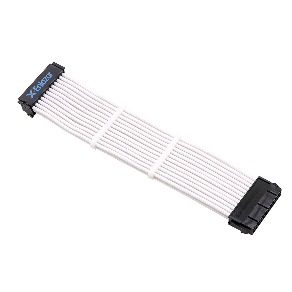 90 Degree Bradided Sleeve24Pin ATX Cable Extension Sleeve Computer Cable Extension Supply Adapter Sleeved PSU Cable Extension