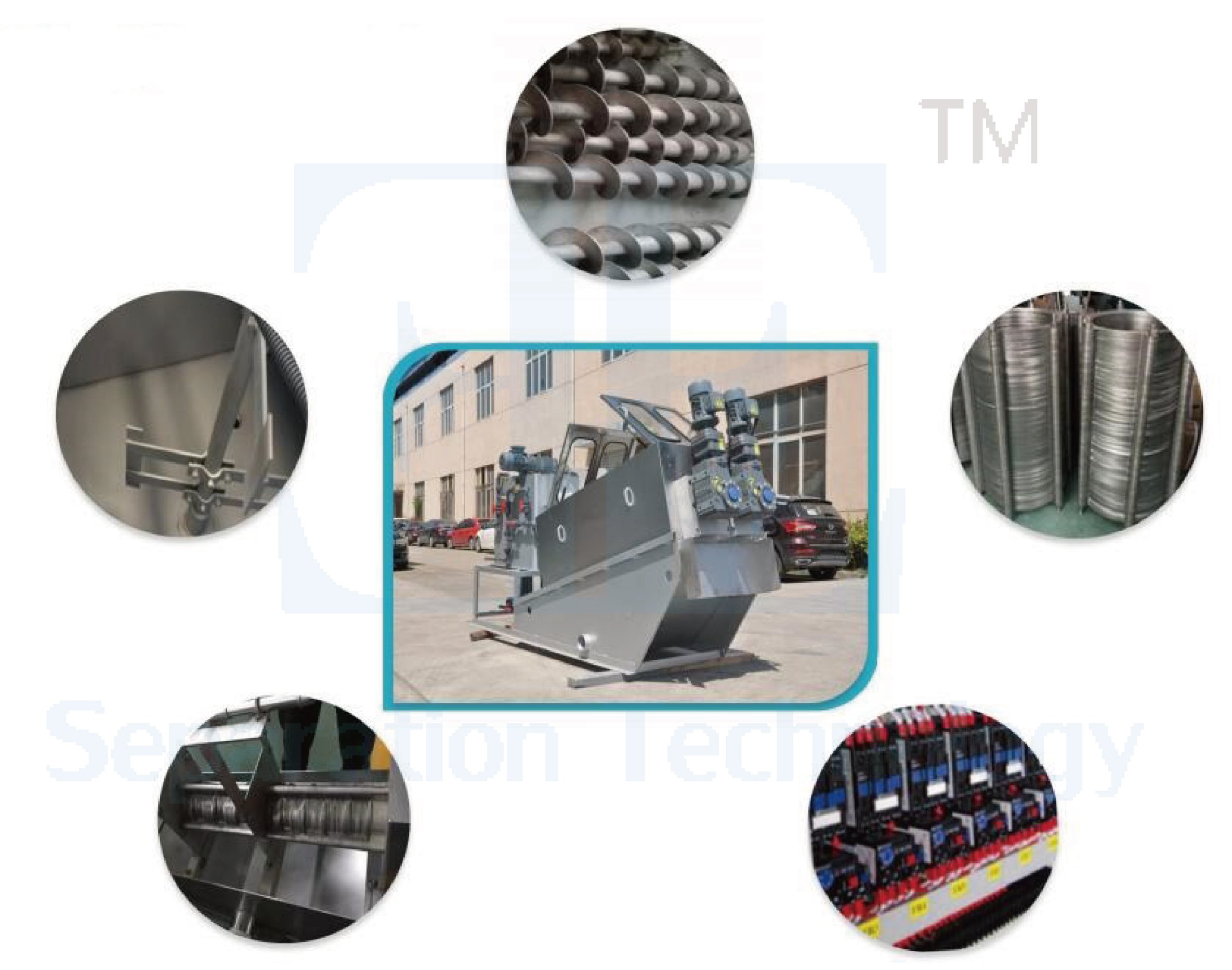 Screw Press Sludge Dewatering Machine 9.6-120m3/h Capacity
