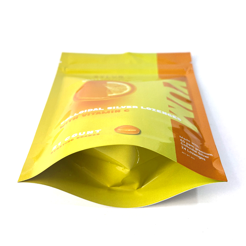 Food Grade Glossy Stand Up Zipper Plastic Bag For Vitamin Packaging Bag