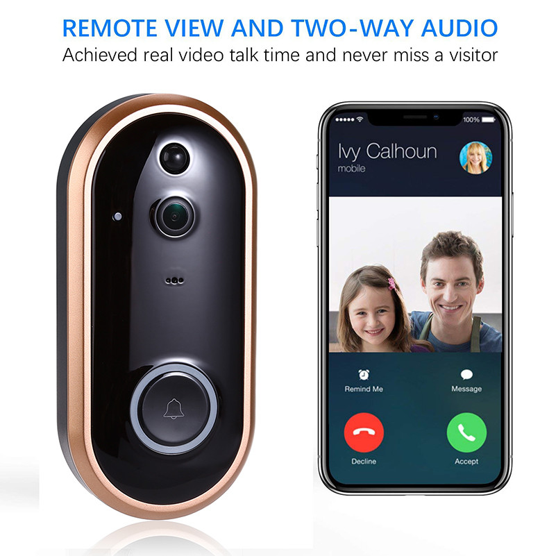 2K Battery Powered Smart Home Wireless Doorbell Chime wireless front door security camera