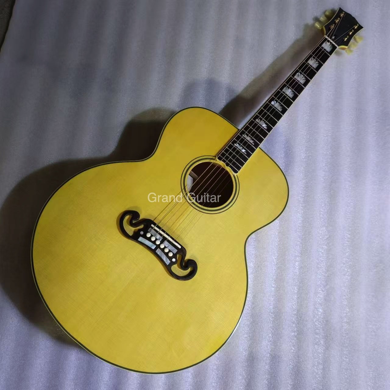 Custom Solid 43 Inch Jumbo Parlor Acoustic Guitar Flamed Maple Back Side Ebony Bridge