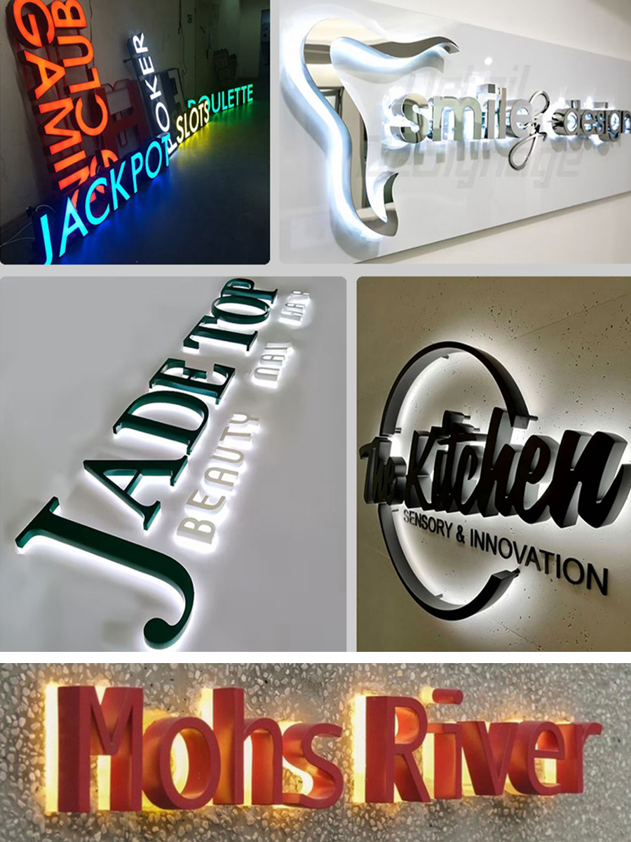 Customized Vintage Metal Backlit Signage Letters LED 3D Illuminated Signs for Advertisin