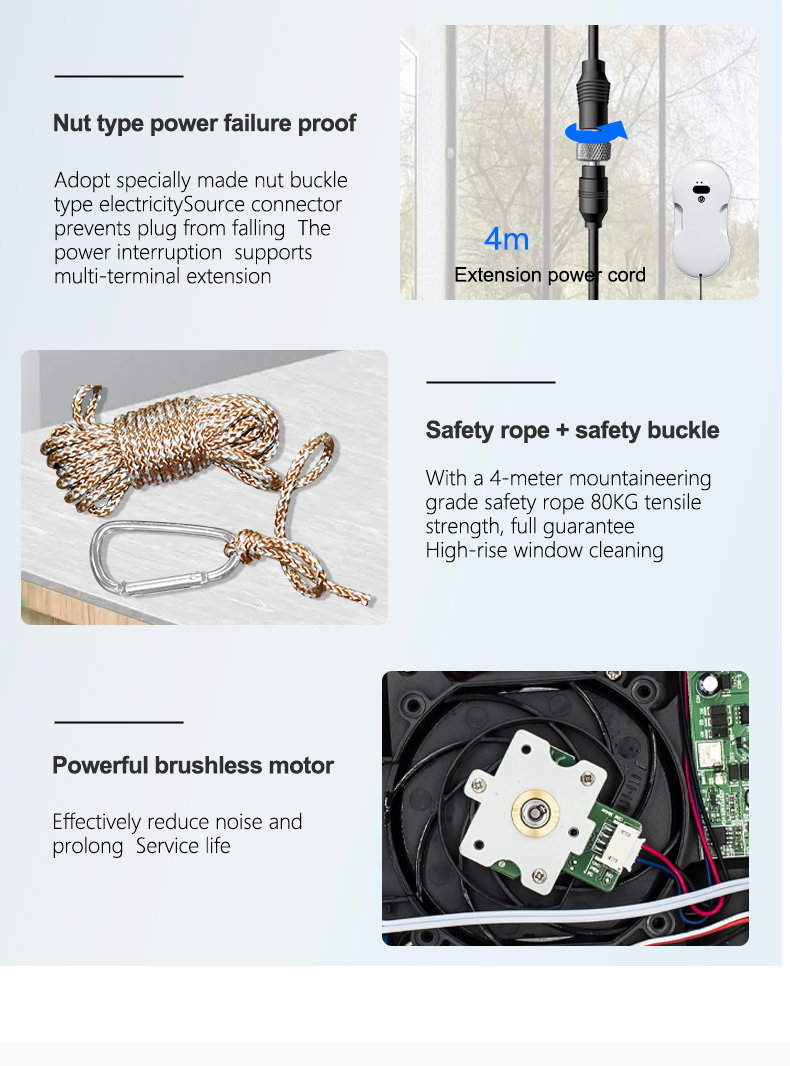 Uninterrupted Power Failure Function Robot Vacuum Cleaner Mops High- Rise Exterior Window Cleaning Robot
