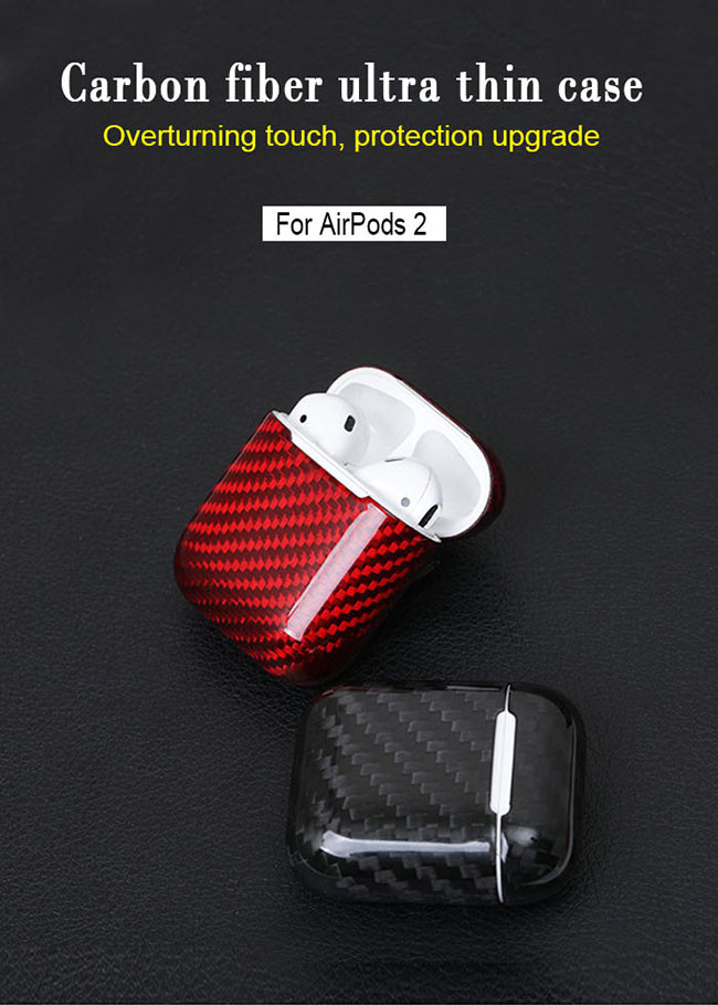 Logo Printed Shockproof Apple Airpods Real Carbon Fiber Case