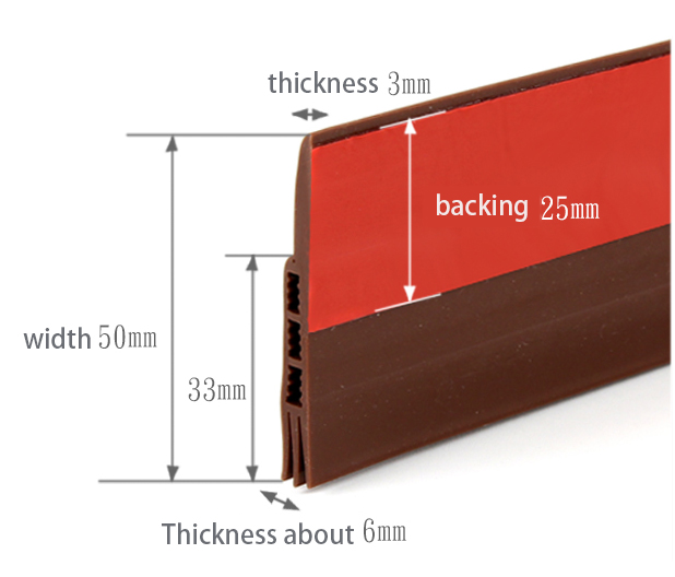 Brown TPE Door Draft Stopper for Under Door Bottom Seal Strip Home Weather Stripping