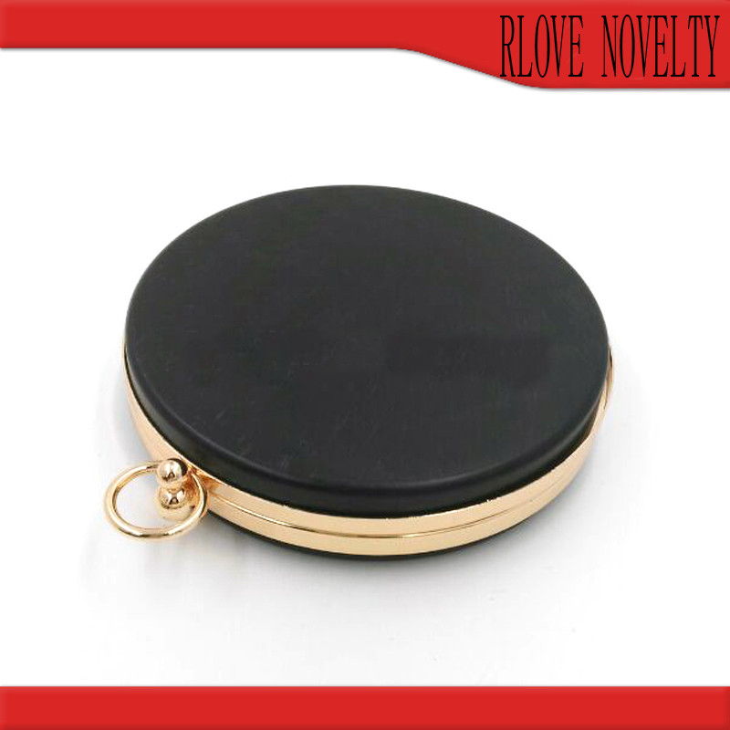 2019 Fashion 142 mm light gold round shape metal box purse frame with plastic shell