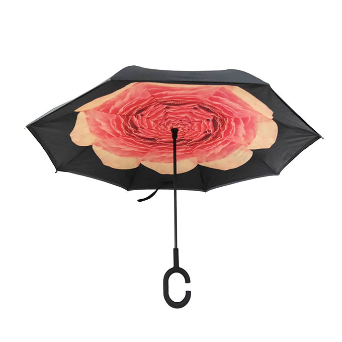 Folding Upside Down Reverse Inverted Umbrella For Car Reverse Free Handle