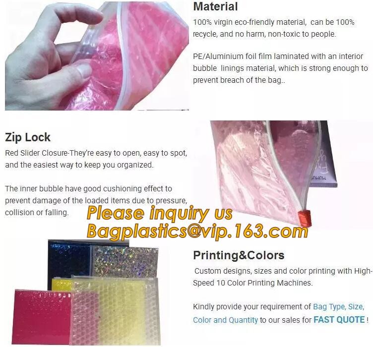 Cosmetic Slider Zip lockkk Bubble Bags Bubble Slide Pouch,Zip lockkk esd bubble bag bubble packaging wrap cosmetic pouch slide