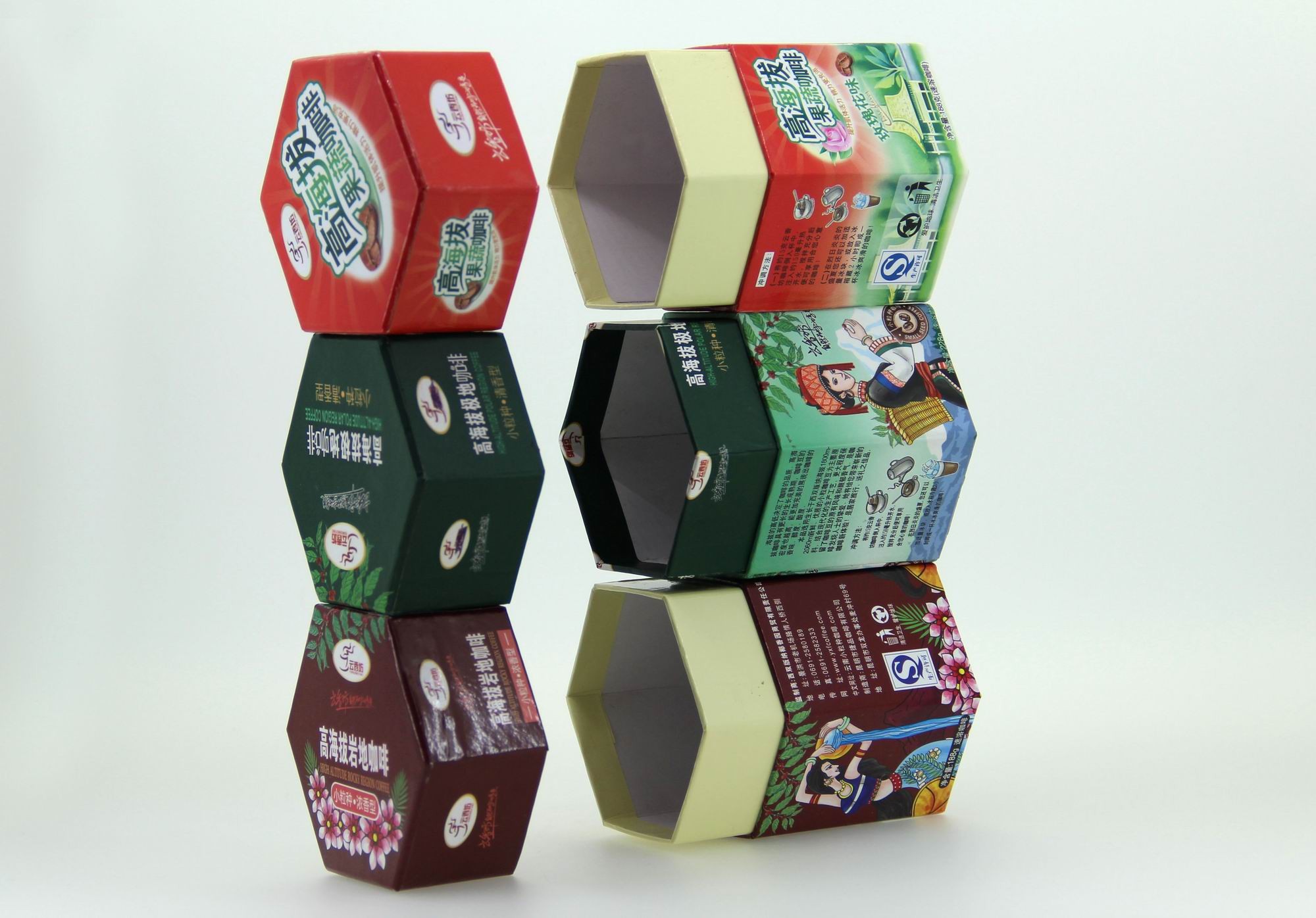 Tea Paper Cans Packaging Hexagon Shape Paper Cans.