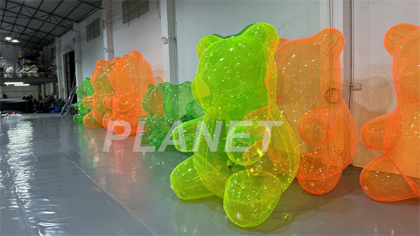 Portable Event Stage Clear PVC Inflatable Transparent Bear For Decoration