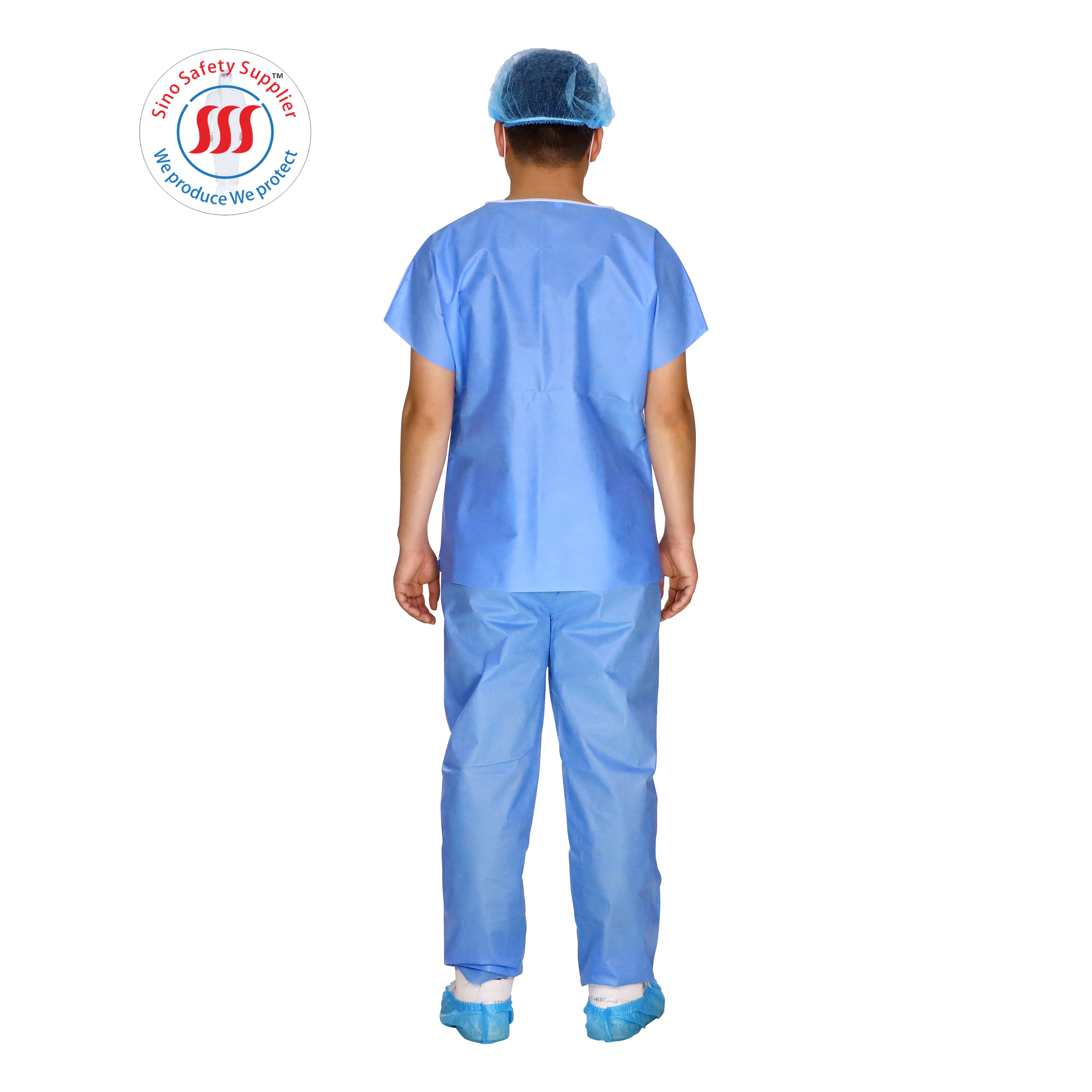 CE ISO S-XXXL Disposable Scrubs Top And Bottom SMS Scrub Suit For Nurses