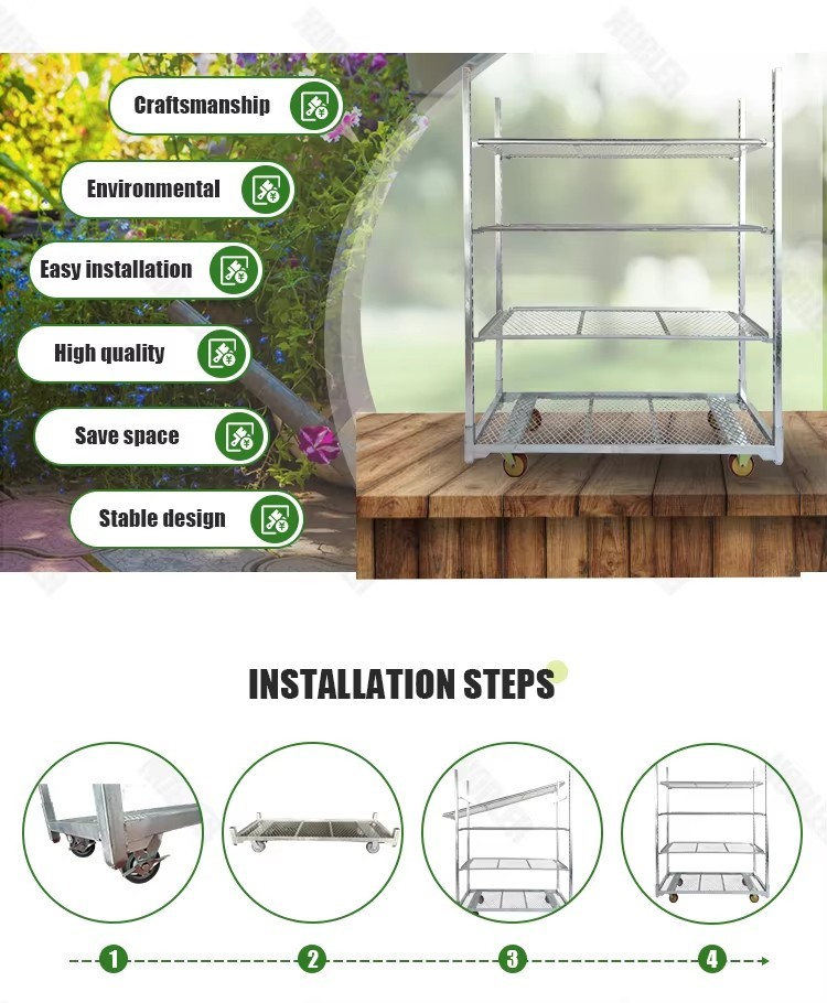 Hot Galvanized Metal Farmers Dutch Flower Trolley For Display