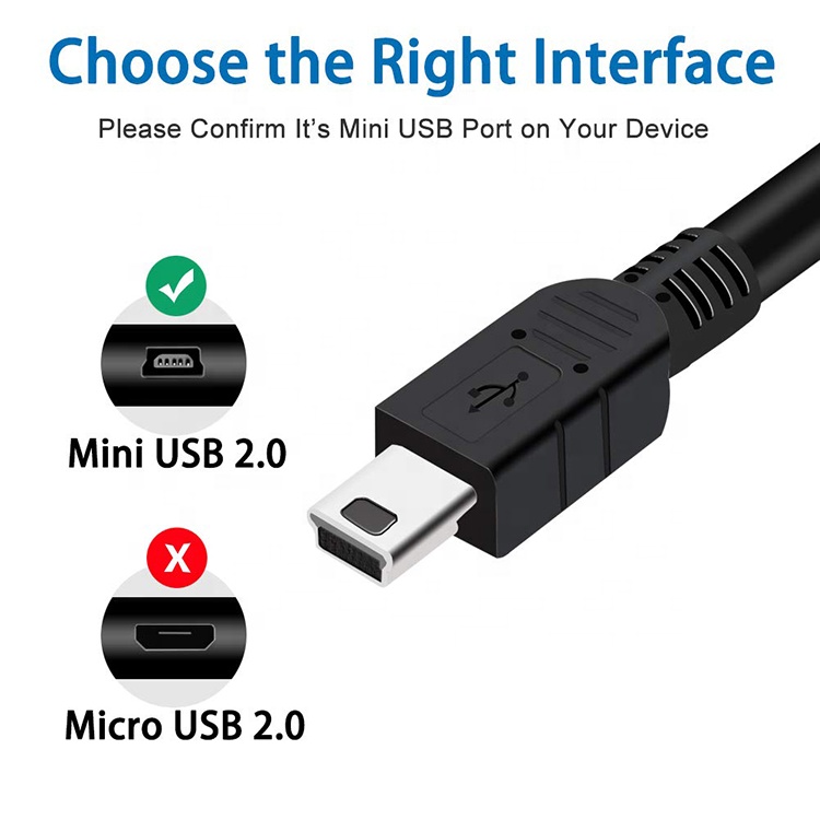Custom Shied Mini B 5 PIN USB 2.0 Charger Data Cable For PS3 controller camera