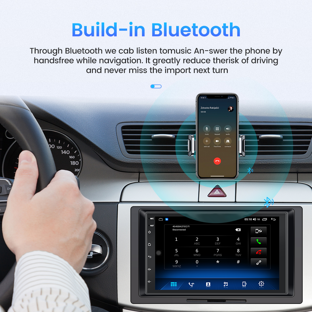 Universal Placement 7 Inch Touch Screen Car DVD Player with BT Wifi and GPS Navigation