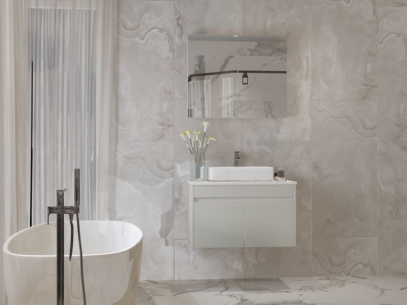 Powder Coating Stainless Steel Wash Basin Cabinet Modern Floating Bathroom Vanities