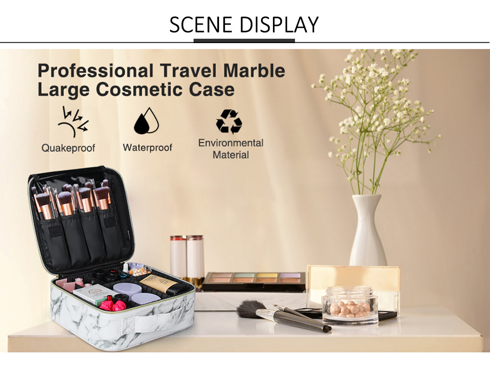 Zippered Women Travel Make Up Case With Adjustable Dividers