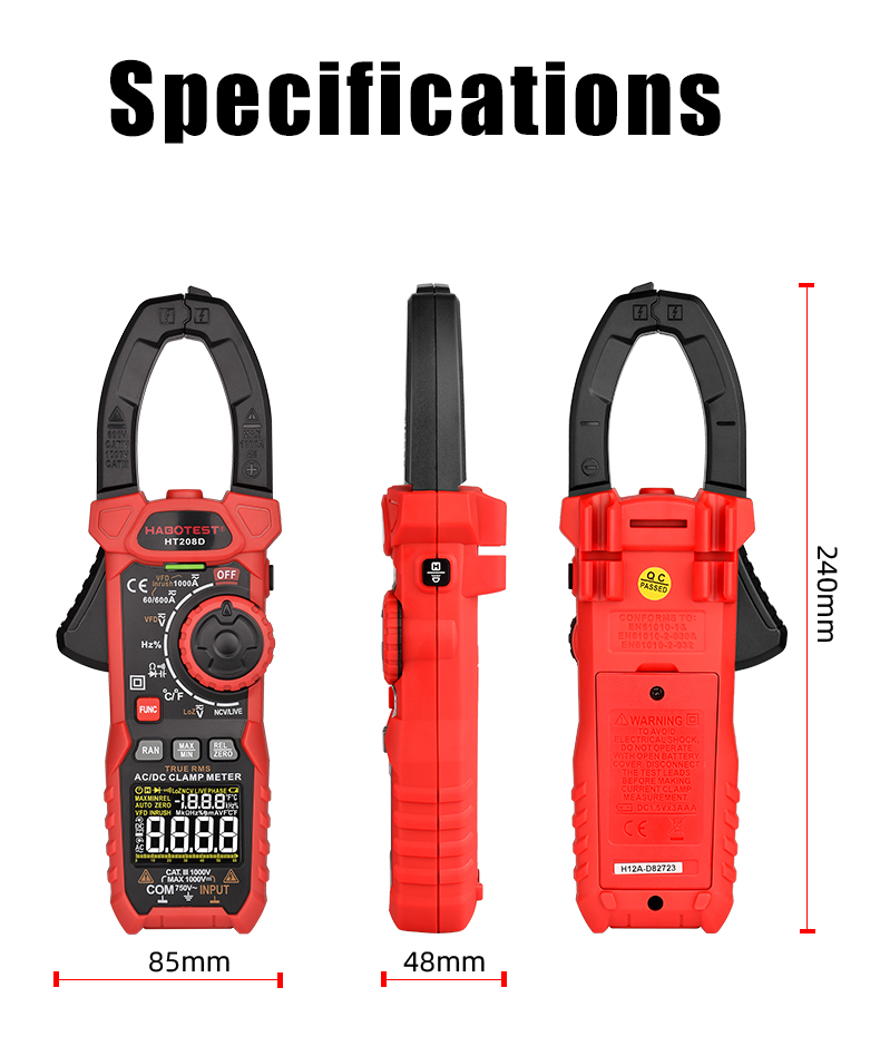 1000V 1000A 6000 Counts Digital Multimeter Clamp Meter