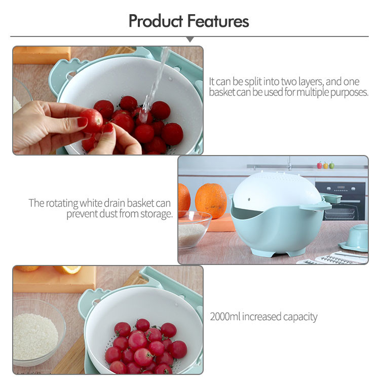 Portable Blue 4 Dicing Blades Vegetable Cutter With Drain Basket