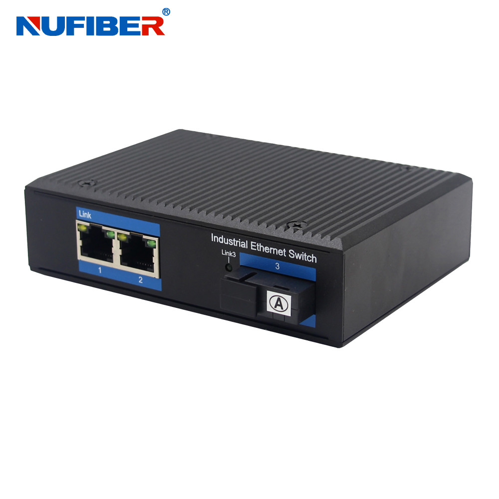Industrial Ethernet Switch 2 Port 10/100/1000M Ethernet ports and 1 port 1000Mbps SC Fiber