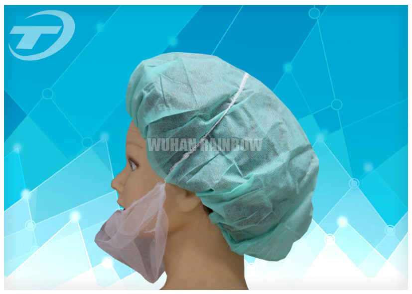 Blue / White Nonwoven PP Disposable Beard Cover with Single Elastic 9gsm , 18"*8"