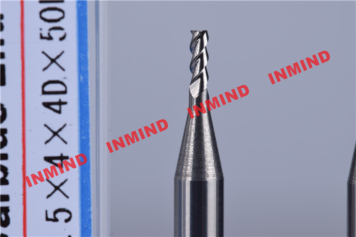 1.5 mm Dia 3 Flute End Mill For Aluminum , Bright Surface 4 mm Cutting Length