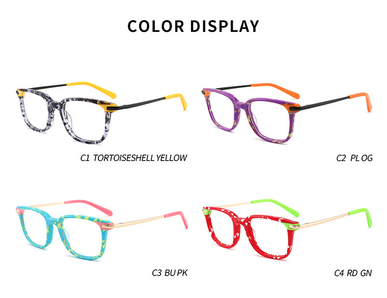 CE certification Children Eye Glasses Lightweight , Square Acetate Glasses Frame
