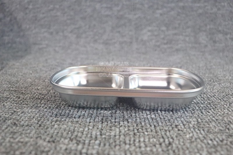 Hot sale korean style cheap stainless steel sauces tray rectangular saucer dish with different dividers