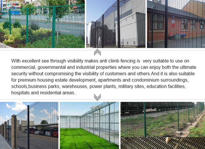 Green Pvc Coated Welded Anti Climb 358 Security Fencing 12.7 * 76.2mm * 4.0mm