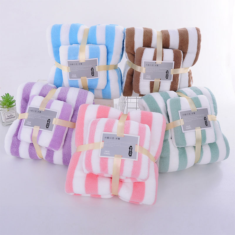Soft and Absorbent Microfiber Coral Fleece Cation Bath Towel Set for All Age Group