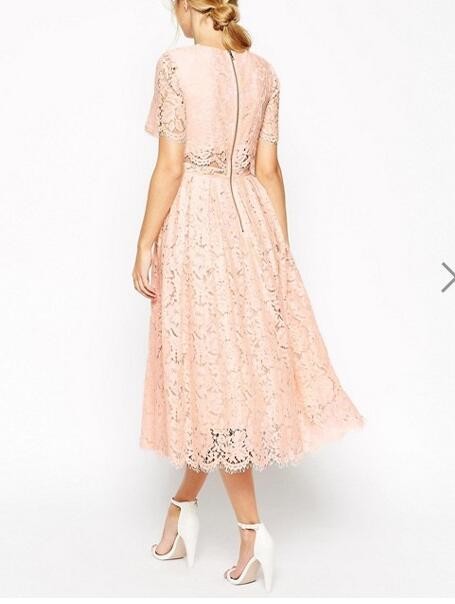 Newest Design Women Elegant Lace Midi Dress Party Wedding Dress Hot Sale