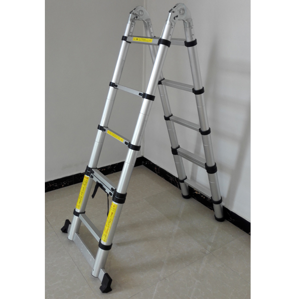 Sand Blasting Surface Aluminum Double Telescopic Ladder For Multifunction Use