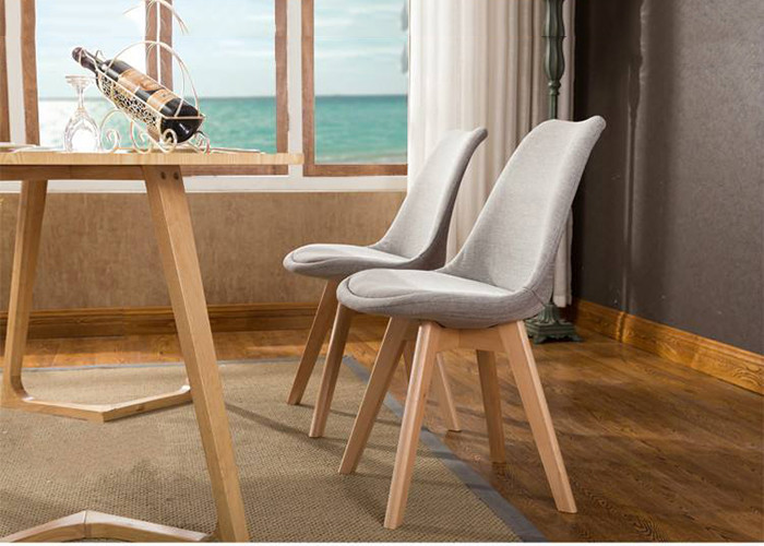 Custom Beech Contemporary Dining Room Chairs , Eames Style Chair With Padded Seat