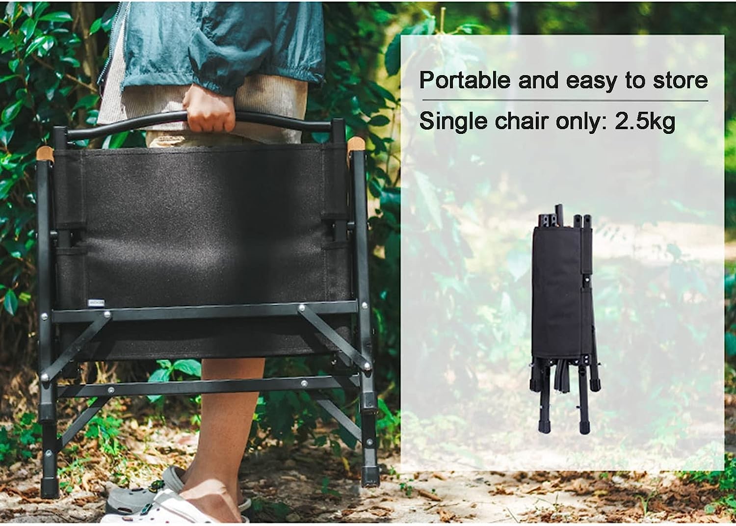 Kermit Chair Foldable Portable Ultra-Light Metal Chair, Portable Wood Beach Chairs, Outdoor Folding Chair