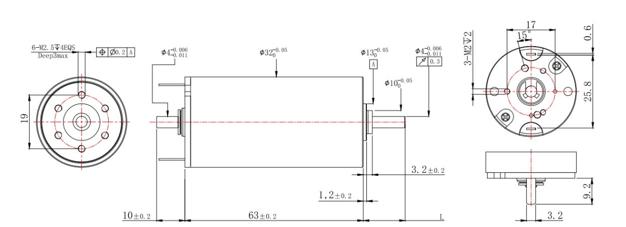 5920rpm 1.26in Coreless Gear Motor 3263 Ironless With Gearbox
