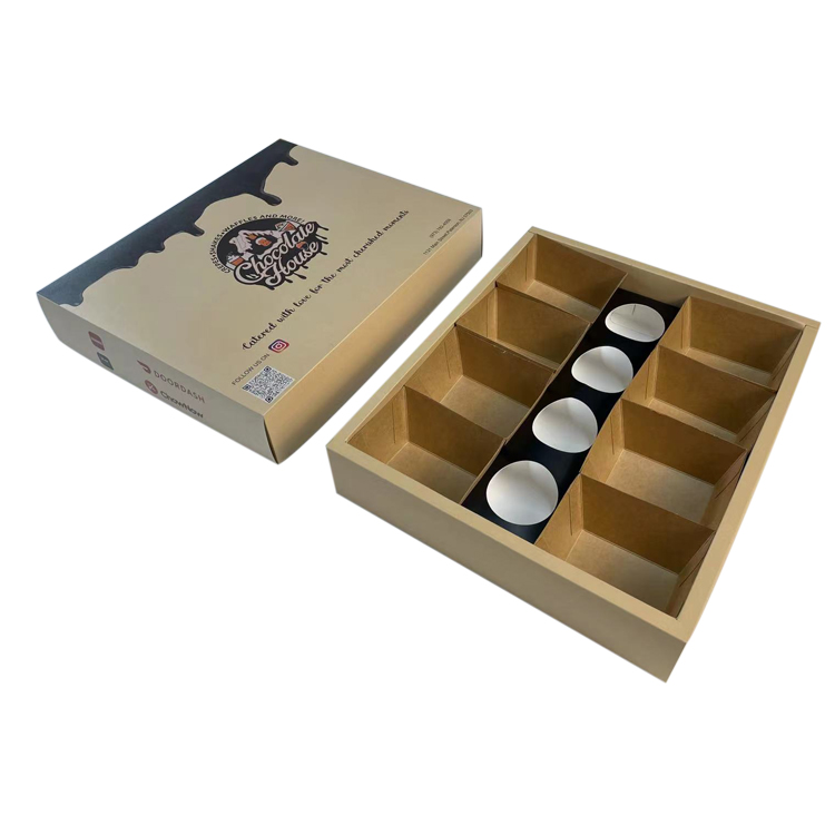 100% Recycled Custom Takeaway Brown Kraft Paper Platter Boxes with Dividers and Sauce