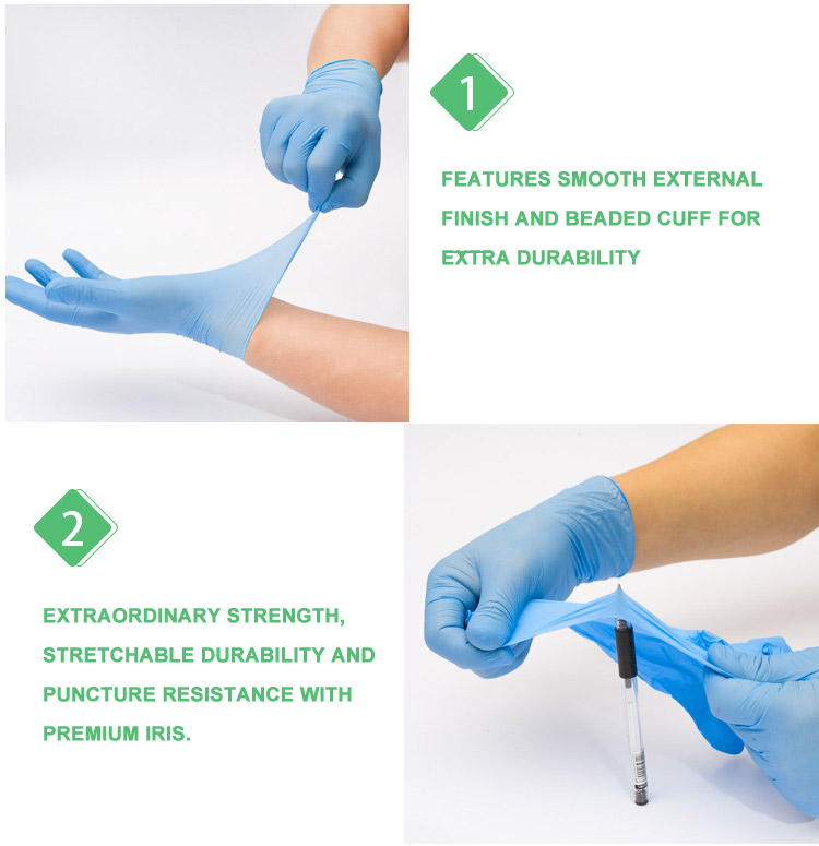 Multipurpose Anti Bacterial Surgical Medical Use Wash Examination Safety Disposable Nitrile Gloves for Hospital