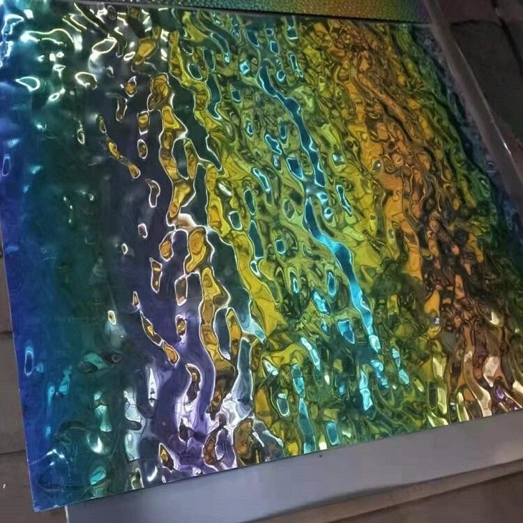 304 Water Ripple Stainless Steel Texture PVD Iridescent Metal Sheet For Art Decoration