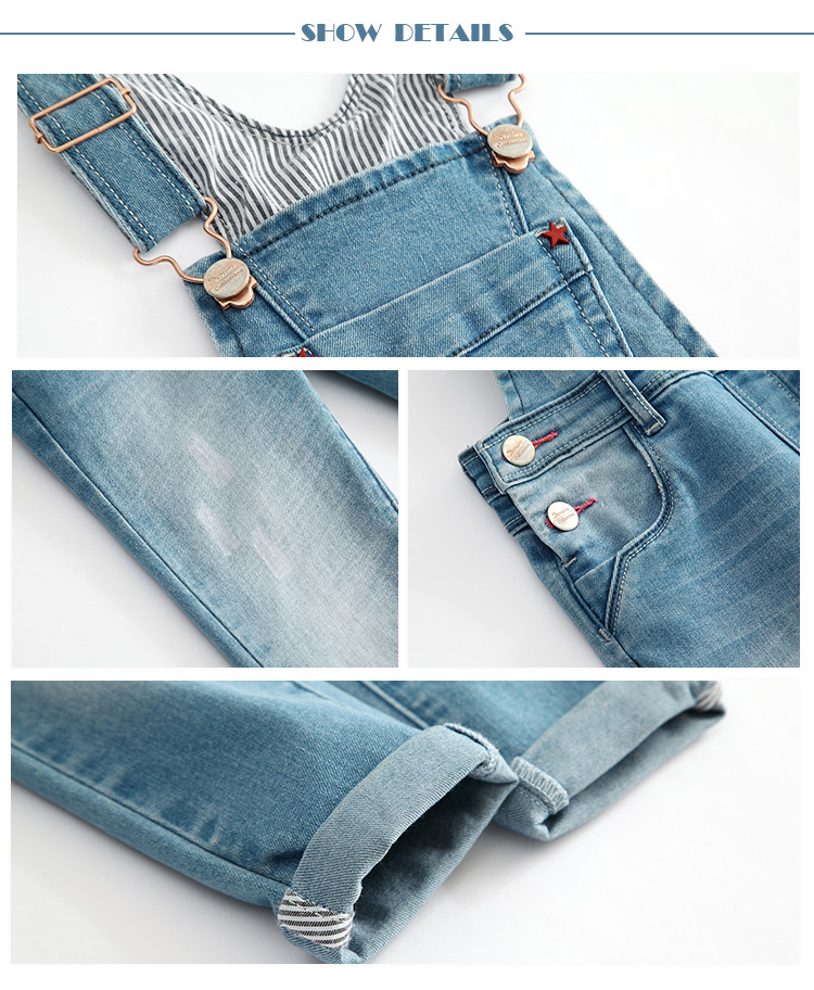 Fashion Kids Denim Clothes Adjustable Shoulder Strap Overall Denim Jeans For Girls