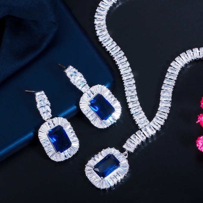 Hot Selling Luxury Leaf Engagement CZ Earring Necklace Bracele Bridal Jewelry Bracele Jewelry Set For Women Accessories
