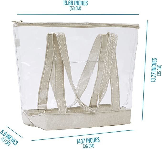Clear Custom Shopping Bags Carrier Transparent PVC Tote Bag Stadium Outdoor Beach 14x5x13"