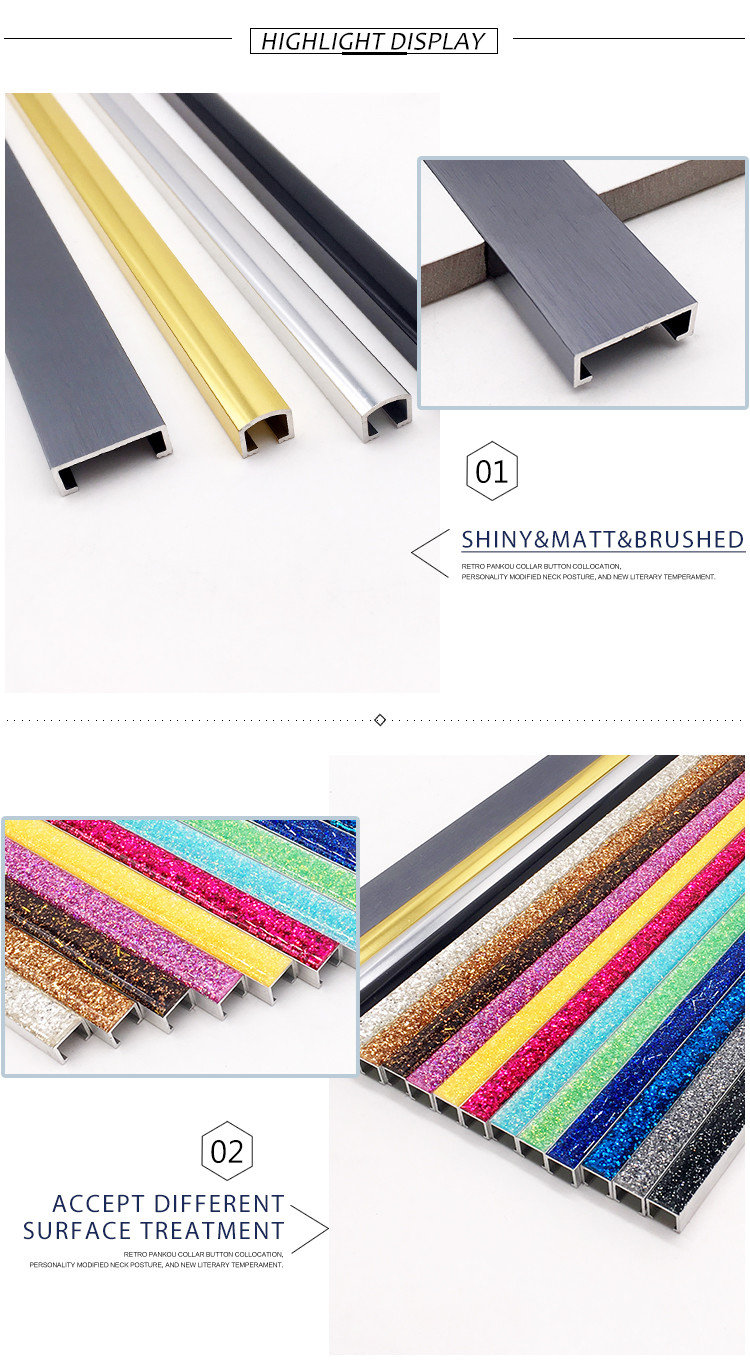 U Channel Ceramic Border Aluminum Tile Trim Wall Corner Aluminium Edging Profile