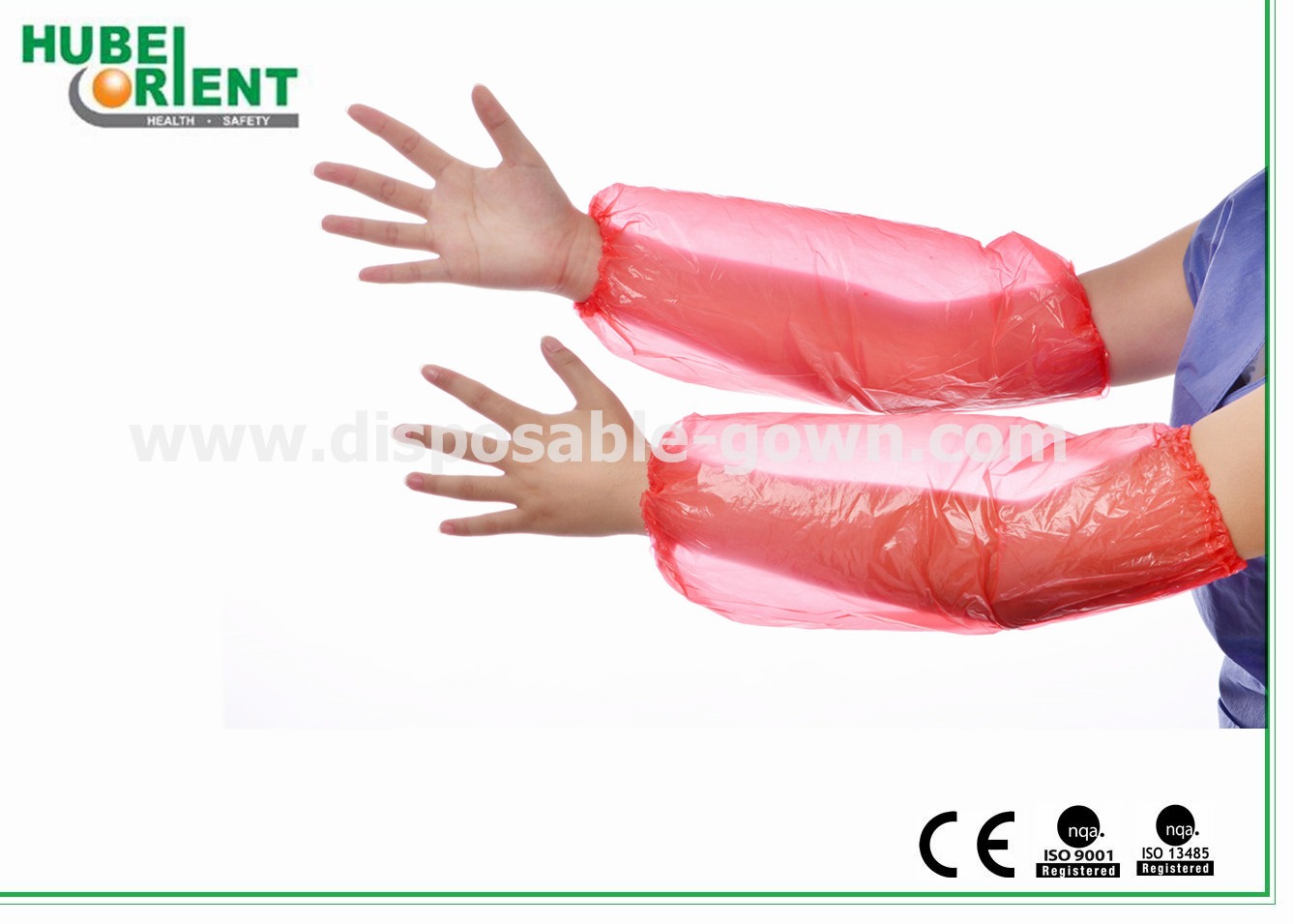 Red Free Size Disposable Use PE Plastic Arm Sleeves For Anti-Oil And Waterproof