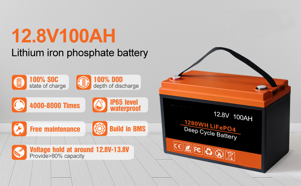 BMS 12V 200Ah Lithium Ion Battery LFP Deep Cycle Lithium Iron Phosphate Battery