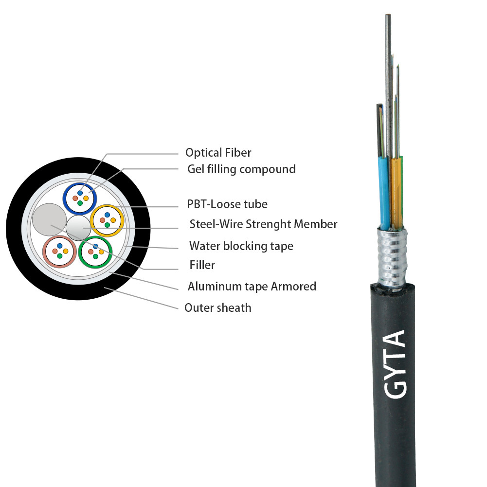 Outdoor Single Mode 4 Core Ofc Cable GYTA Fiber Optic Cable