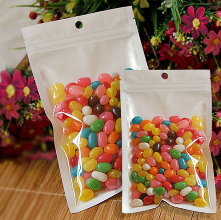 white Translucent pearl film zipper bag for jewelry/Apprarel packaging
