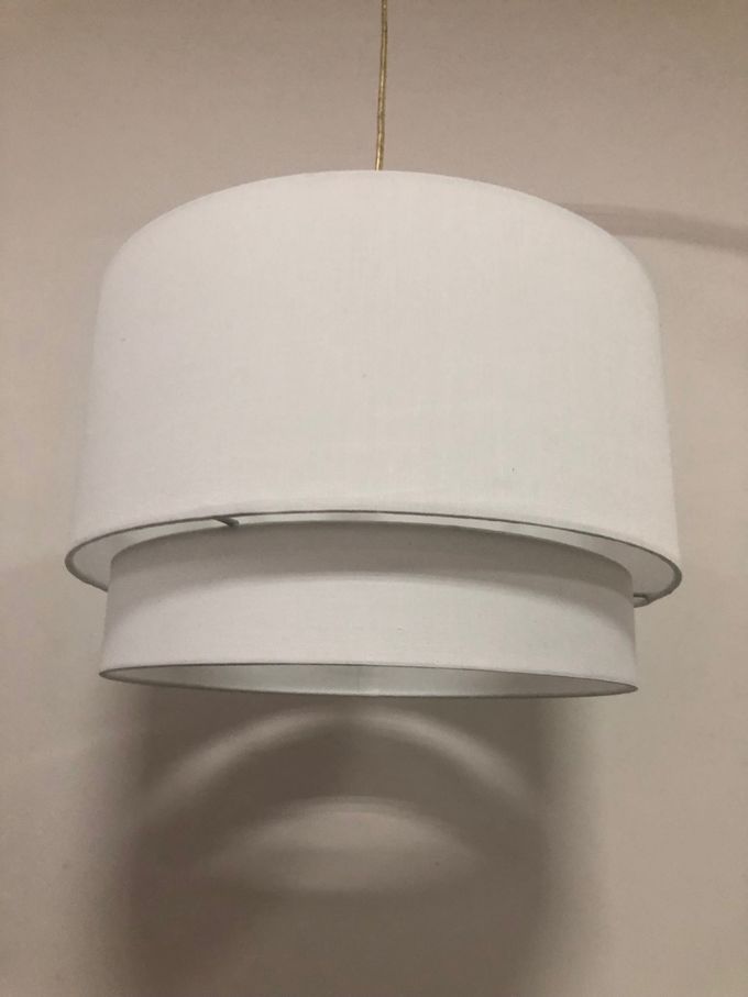 TC 3 Layer Hardback Lamp Shade Gray Linen Collapsible for Ceiling
