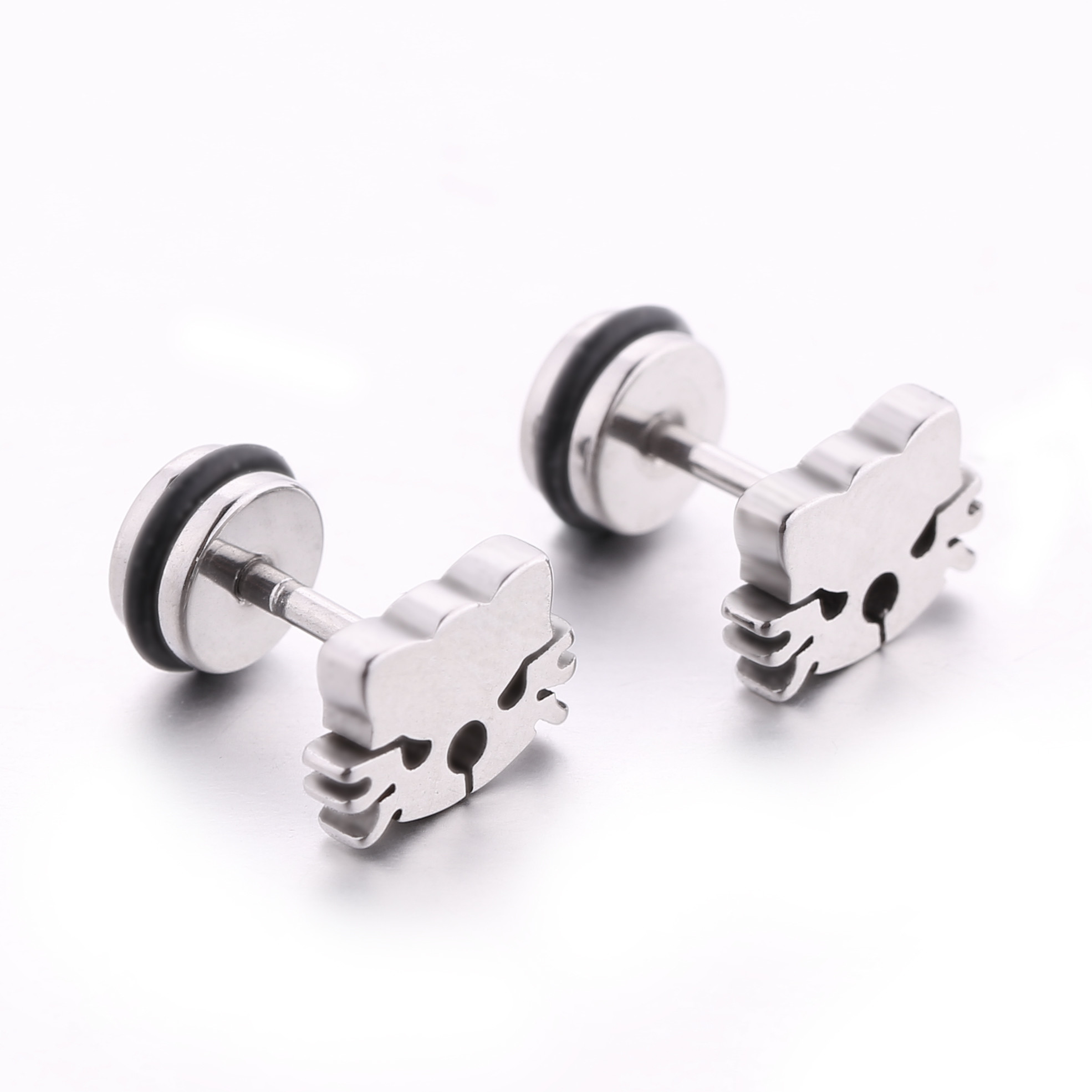 New Fashion Earrings Baby Happy Cat Screwback Girls Stud Earrings