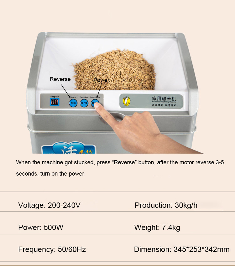 Commercial 30kg/h fresh rice miller germ brown rice husker small rice hulling milling machine
