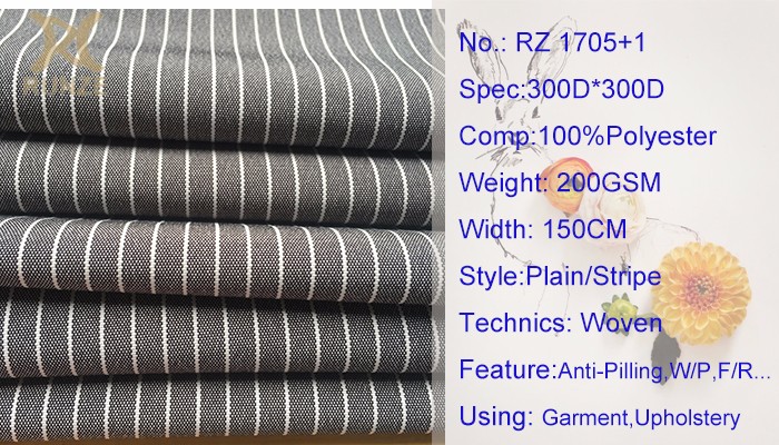 300D*300D Cation Polyester Woven Plain 7MM Stripe Suiting Fabric Linen Fabric for Fashion