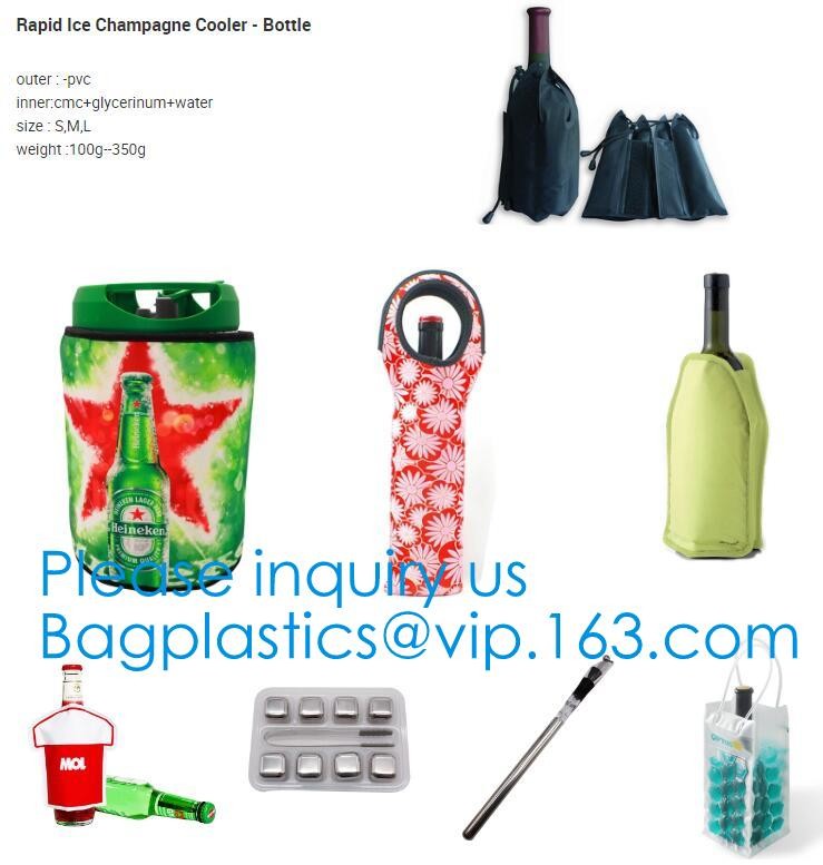 PVC Ice Bag, Wine Beer Gift Bags, Wine Bag, Drink Ice Bags, Portable Wine Bags Gel Ice Pack PVC Wine Cooler Bag With Han